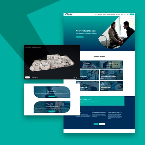 Diseño web moderno con elementos futuristas y tipografía llamativa.